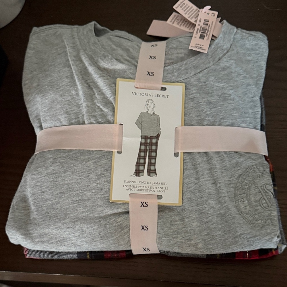 Victoria's Secret Gray Top with Red Plaid Pants